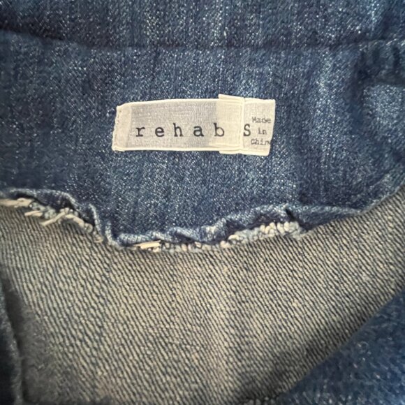 Rehab Denim Jean Jacket Punk Rock Lace Cross On Back Womens Small - Picture 7 of 8